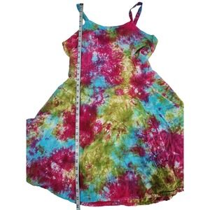 Dharma Trading Company Blue Green Pink Tie Die Tank Top Mini Dress Size Small